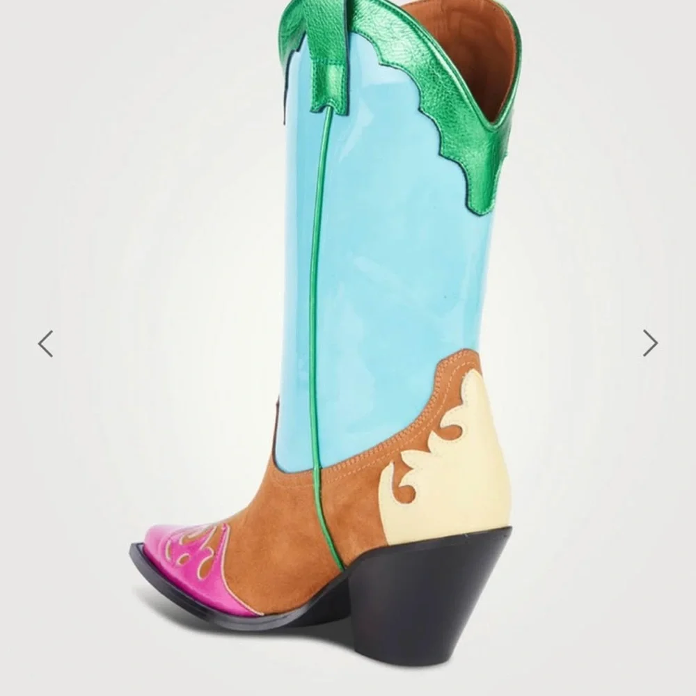 Toral Multicolor Western Ankle Boots - Picture 3 of 9